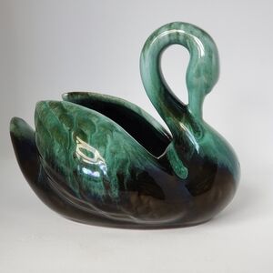 Vintage Blue Mountain Pottery Lg Swan Planter Drip Glaze Canadian Pottery EUC